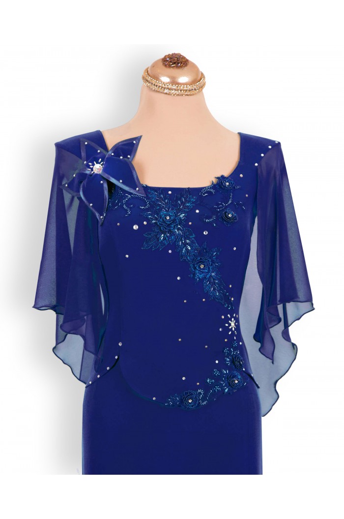 Rochie scurta bleumarin de ocazie in 2 piese cu dantela
