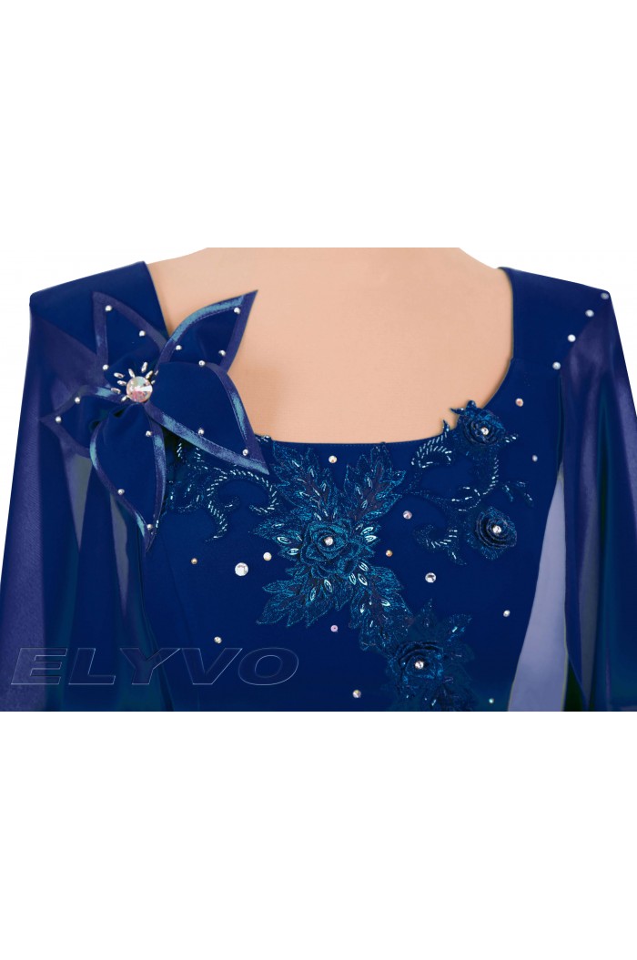 Rochie scurta bleumarin de ocazie in 2 piese cu dantela