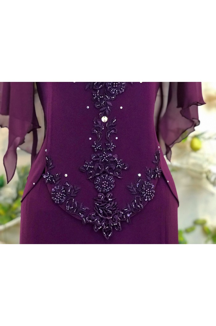 Rochie de Seara Eleganta Lunga Mov Marimi Mari Xxl pentru Ocazii Nunta Botez