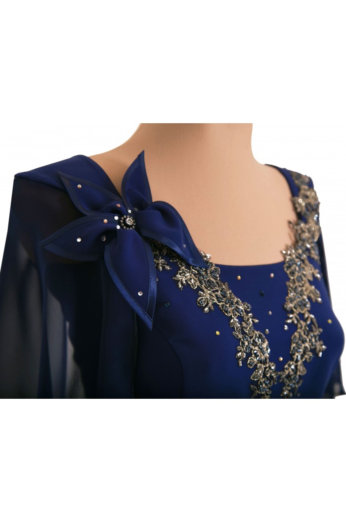 Rochie de Seara Bleumarin cu Dantela Aurie Marimi Mari XXL