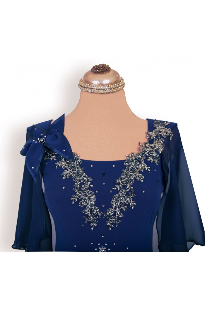 Rochie de Seara Bleumarin cu Dantela Aurie Marimi Mari XXL
