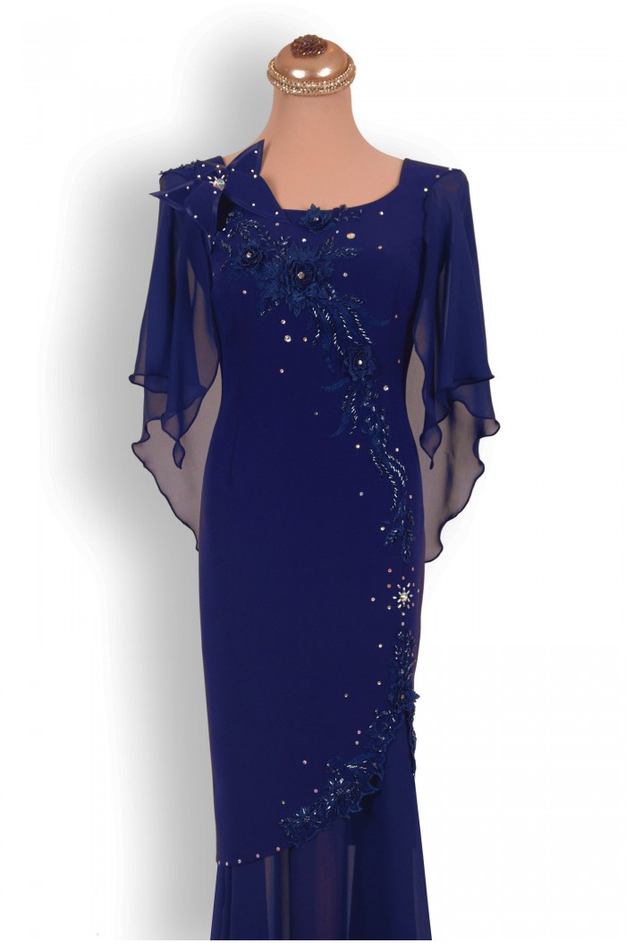 Rochie Bleumarin XXL de Seara Lunga cu Fusta Detasabila