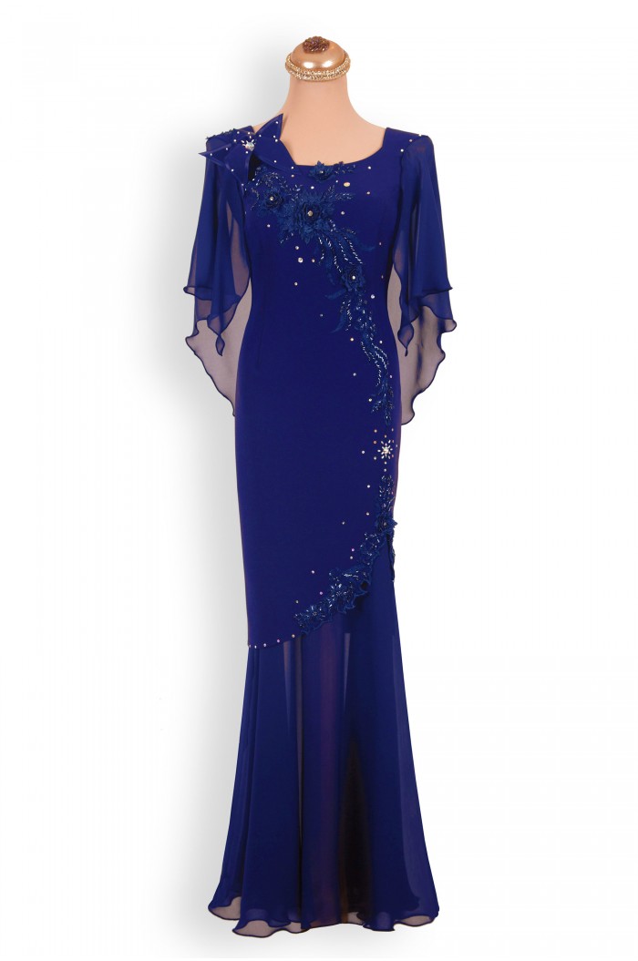 Rochie Bleumarin XXL de Seara Lunga cu Fusta Detasabila