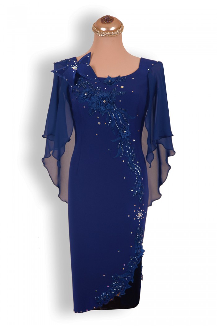 Rochie Bleumarin XXL de Seara Lunga cu Fusta Detasabila