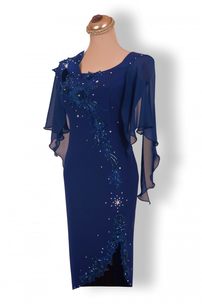 Rochie Bleumarin XXL de Seara Lunga cu Fusta Detasabila