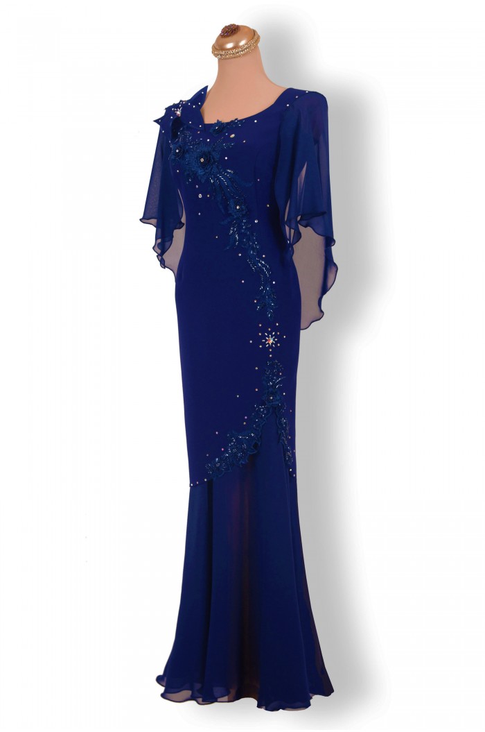 Rochie Bleumarin XXL de Seara Lunga cu Fusta Detasabila