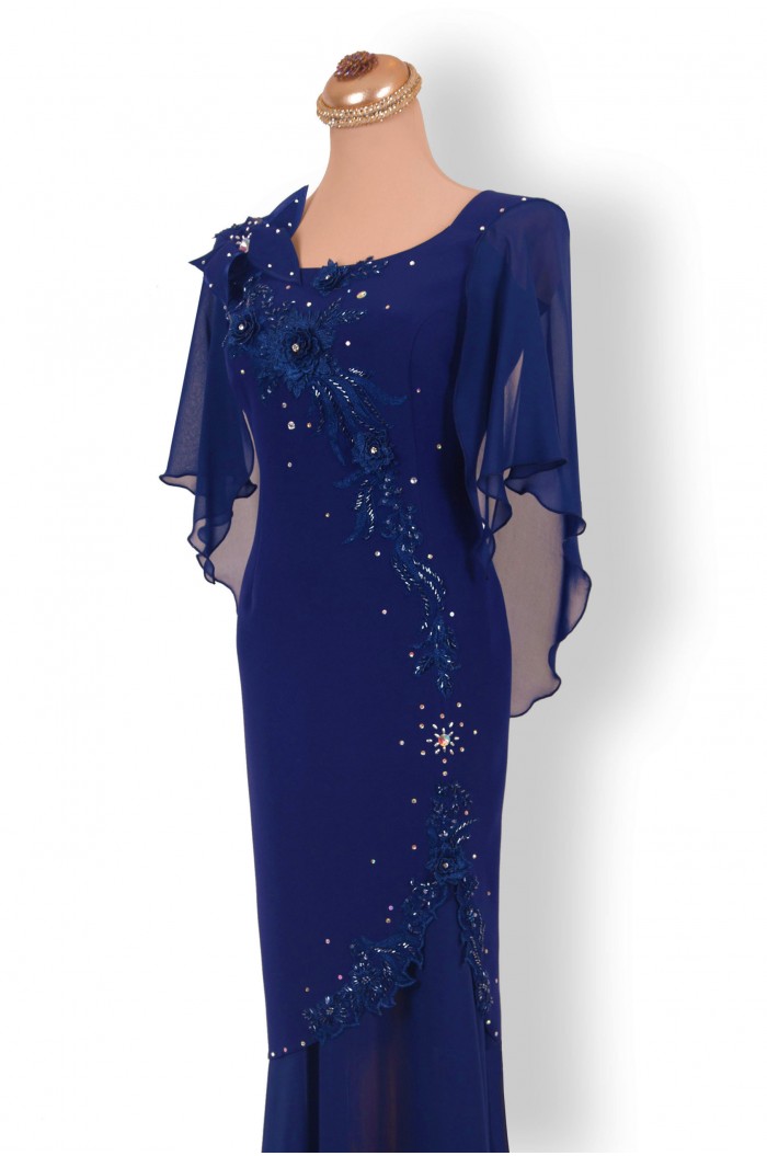 Rochie Bleumarin XXL de Seara Lunga cu Fusta Detasabila