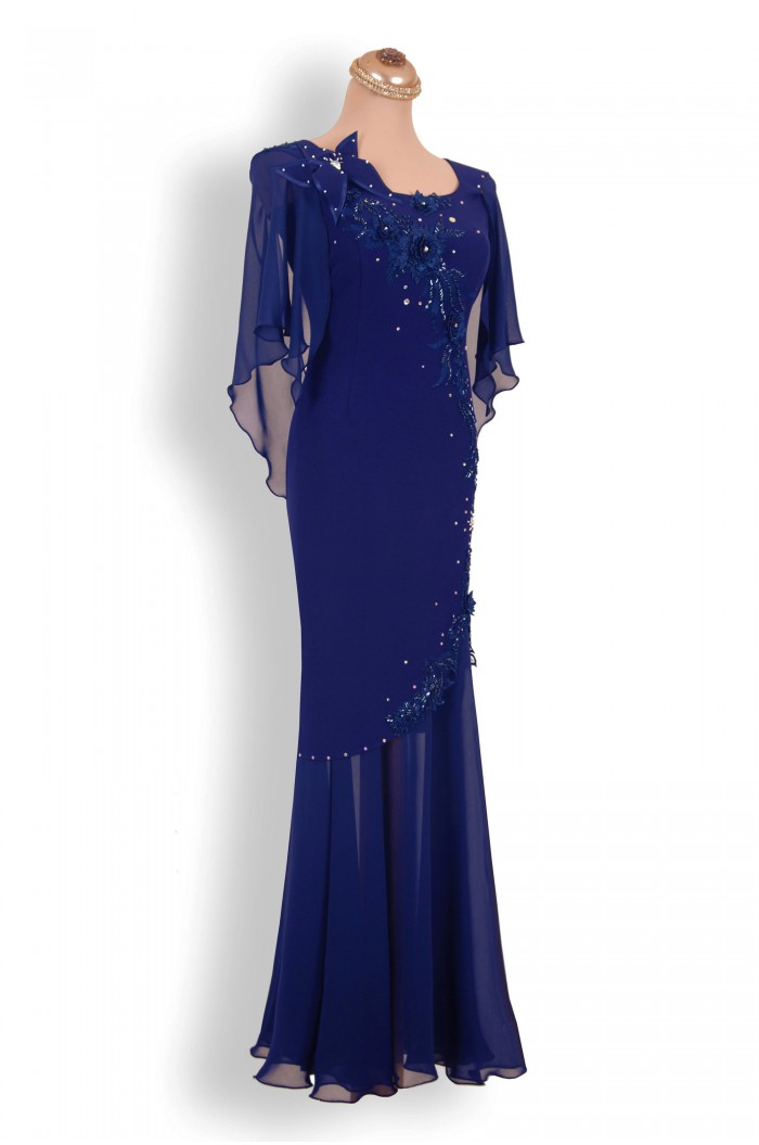 Rochie Bleumarin XXL de Seara Lunga cu Fusta Detasabila