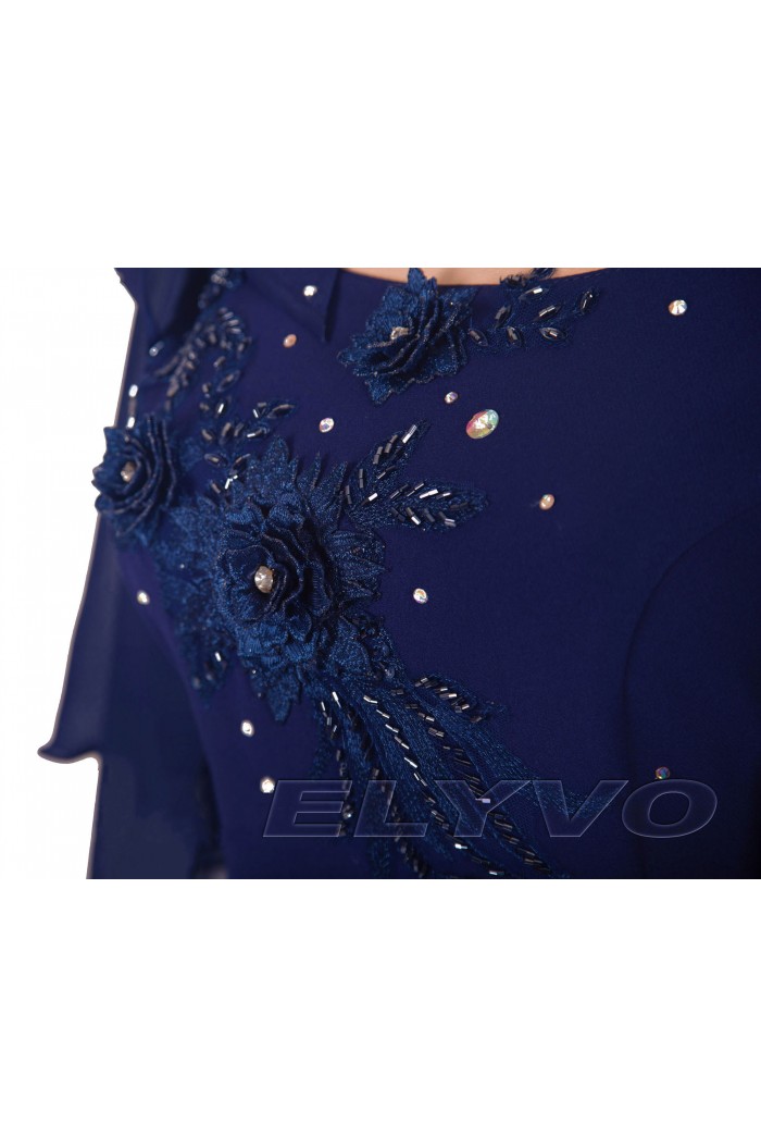 Rochie Bleumarin XXL de Seara Lunga cu Fusta Detasabila