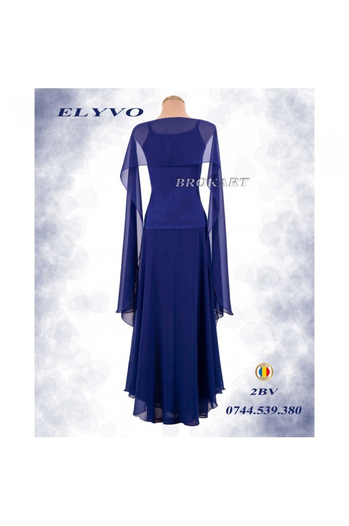 Rochie XXL de Ocazie Bleumarin Lunga cu Fusta de Voal si Maneci