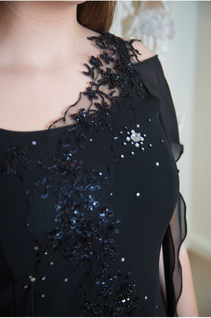 Rochie Eleganta Neagra Midi cu Franjuri de Ocazie 2024