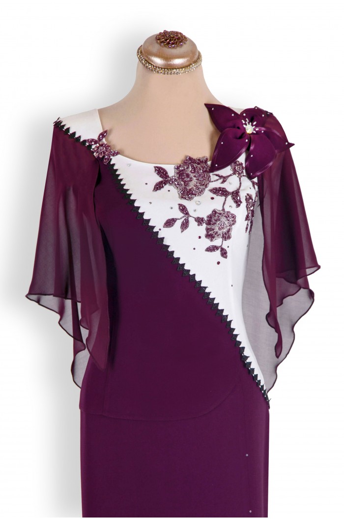 Rochie Romaneasca Eleganta Mov Marimi Mari si Ocazii Deosebite