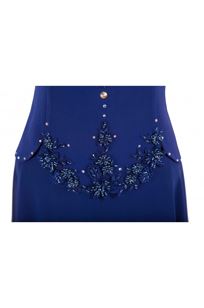 Rochie XXL de Ocazie Bleumarin Lunga cu Fusta de Voal si Maneci