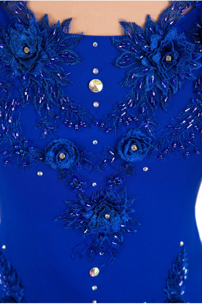 Rochie XXL Marimi Mari de Seara Albastra cu Dantela si Maneci / Rochii Romanesti