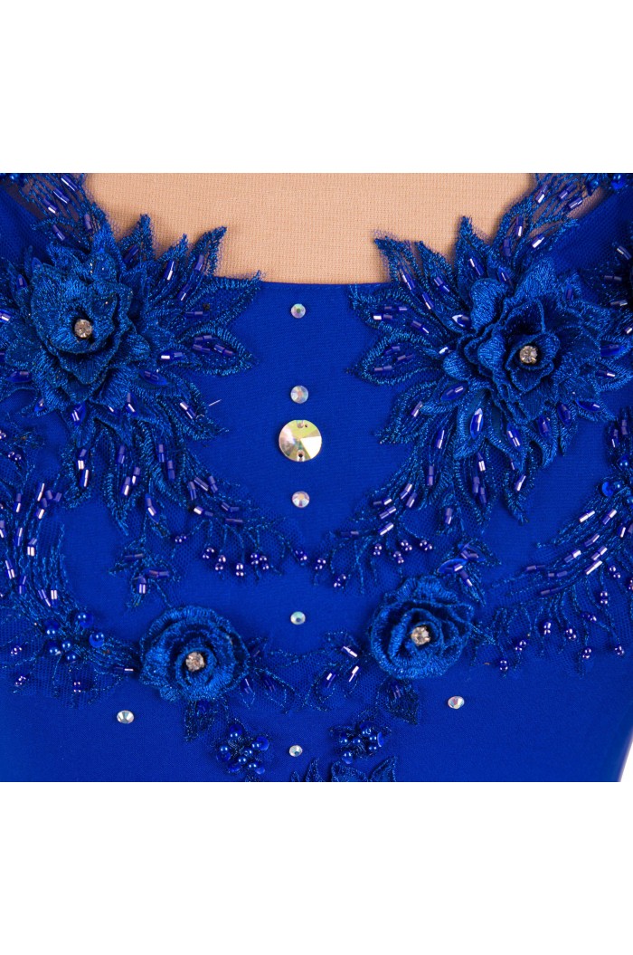 Rochie XXL Marimi Mari de Seara Albastra cu Dantela si Maneci / Rochii Romanesti