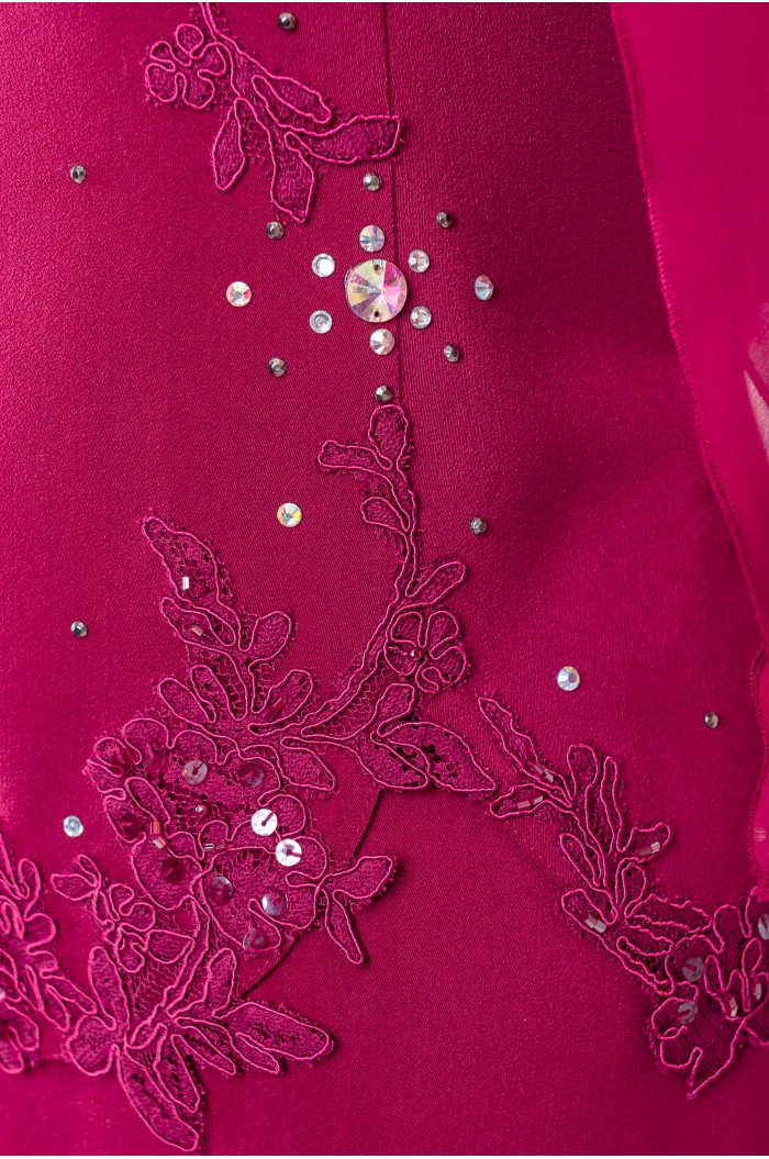 Rochie de Nunta Scurta Grena Visinie cu Fusta Midi si Dantela
