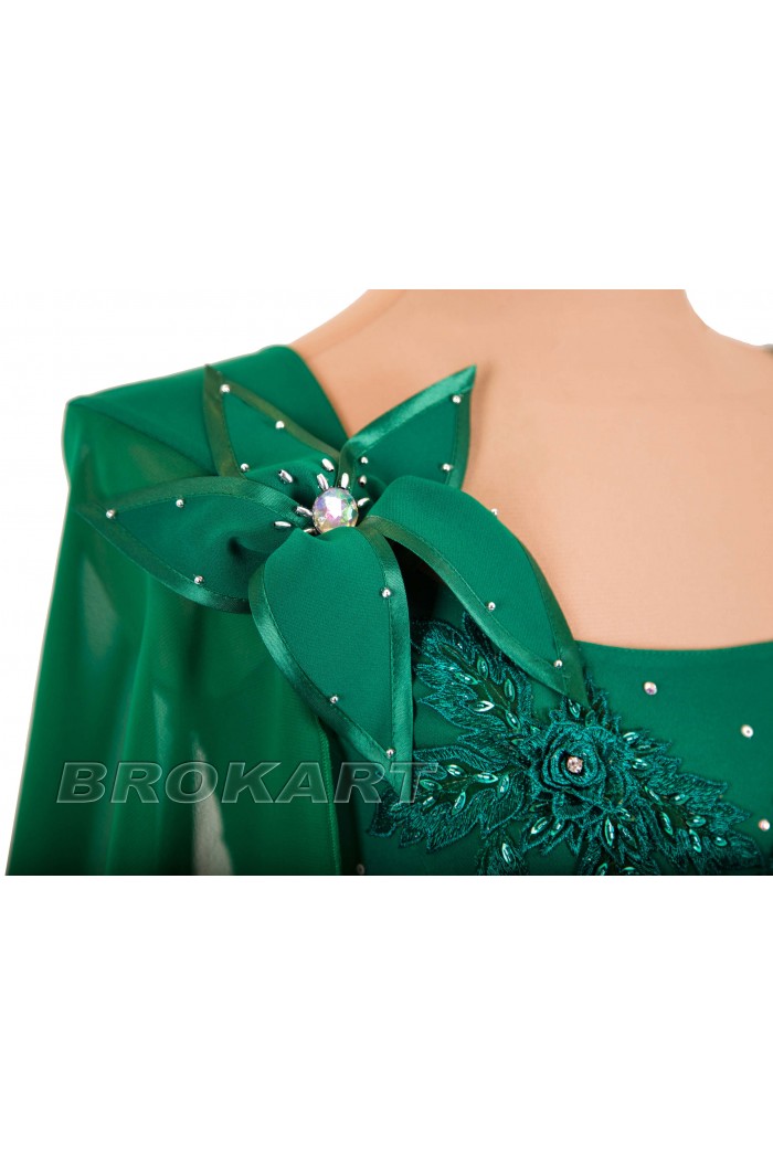 Rochie de Seara Midi XXL Verde cu Dantela 3D. Rochie de Ocazie Eleganta