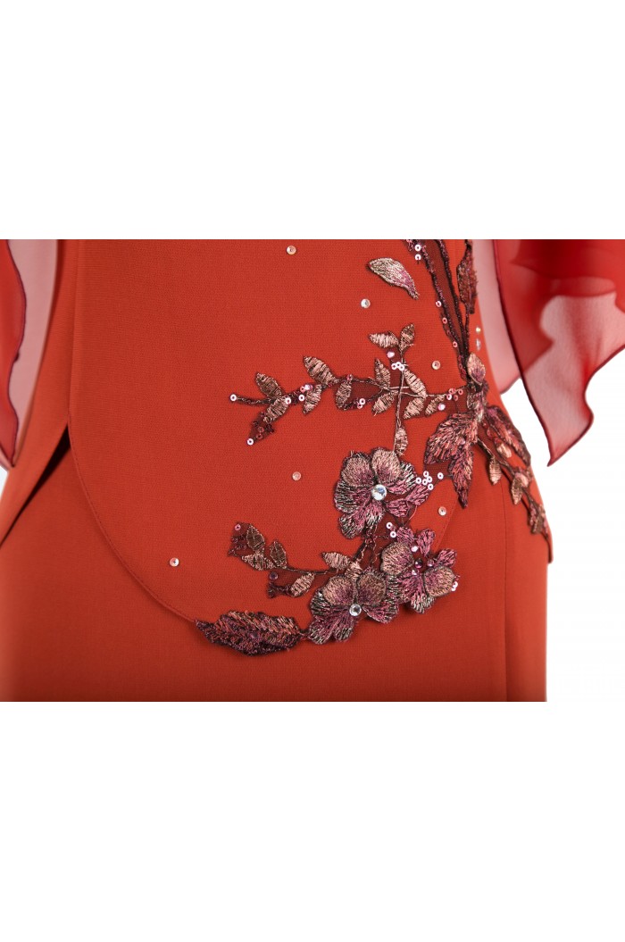 Rochie de Ocazie Rosie Caramizie Lunga pentru Soacre Nase 2024
