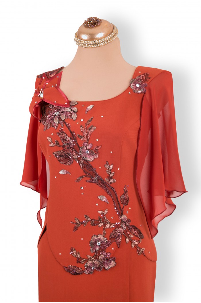 Rochie de Ocazie Rosie Caramizie Lunga pentru Soacre Nase 2024