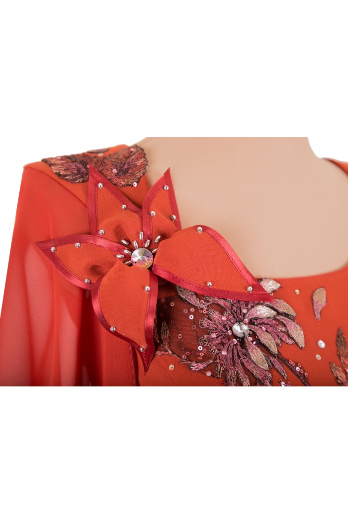 Rochie de Ocazie Rosie Caramizie Lunga pentru Soacre Nase 2024