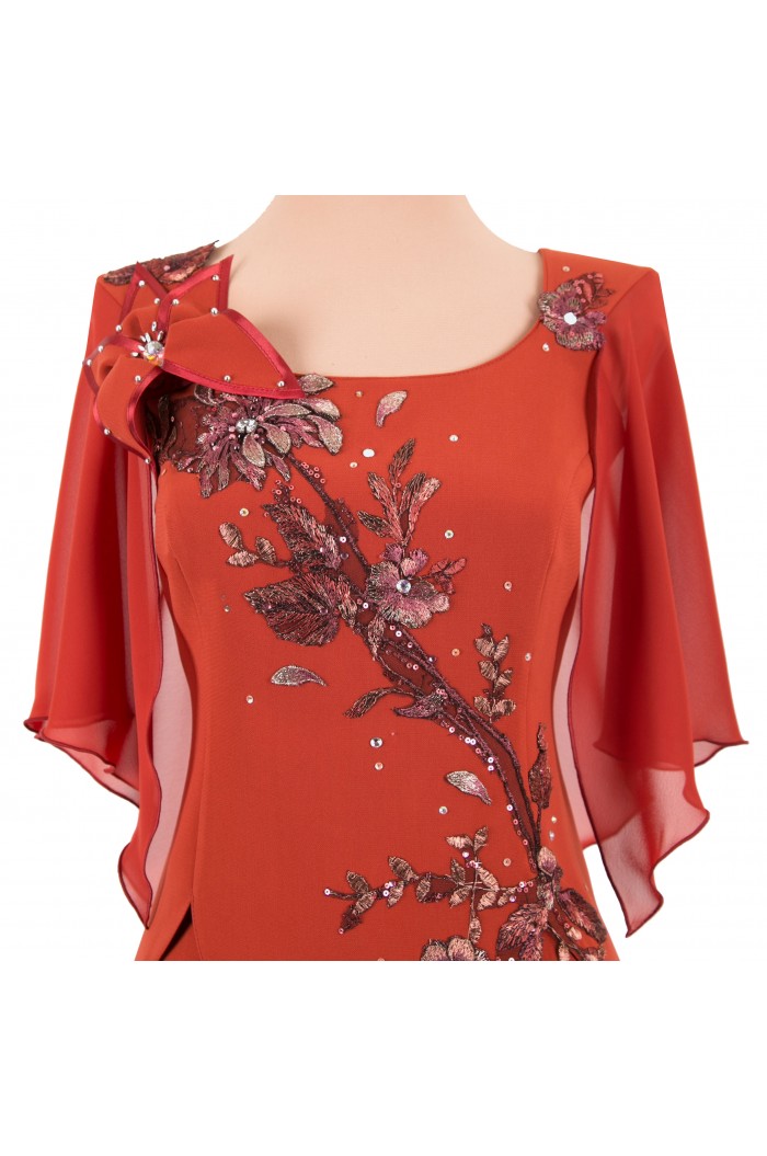 Rochie de Ocazie Rosie Caramizie Lunga pentru Soacre Nase 2024