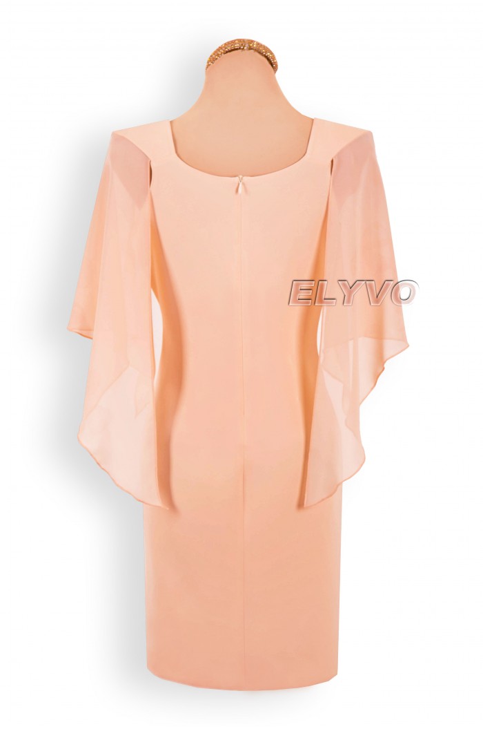 Rochie de cununie civila bej somon lunga si scurta, 2 in 1