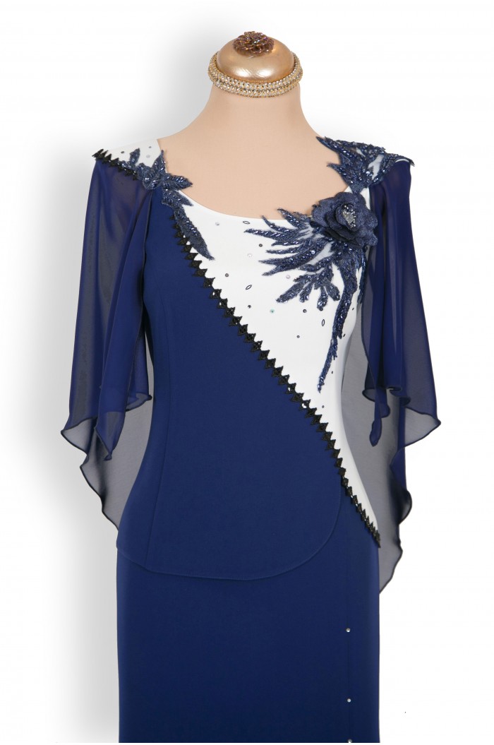 Rochie XXL de Ocazie Bleumarin cu Alb Lunga Marimi Mari