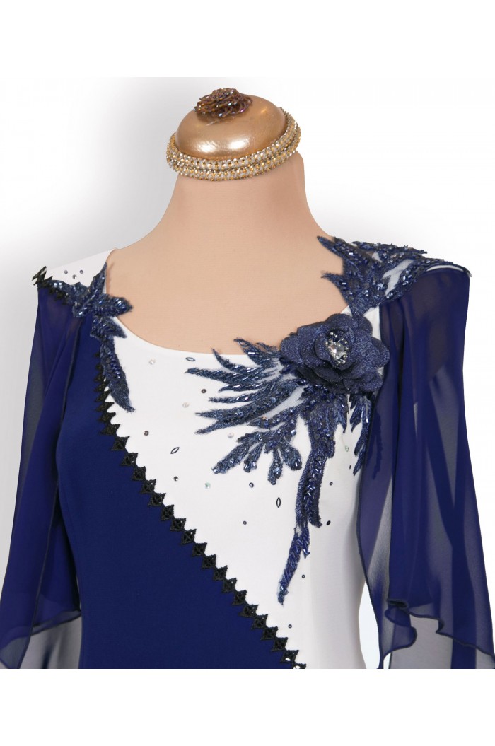 Rochie XXL de Ocazie Bleumarin cu Alb Lunga Marimi Mari