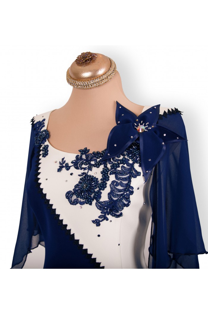 Rochie XXL de Ocazie Bleumarin cu Alb Lunga Marimi Mari