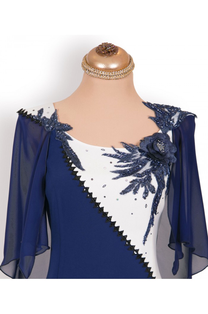 Rochie XXL de Ocazie Bleumarin cu Alb Lunga Marimi Mari