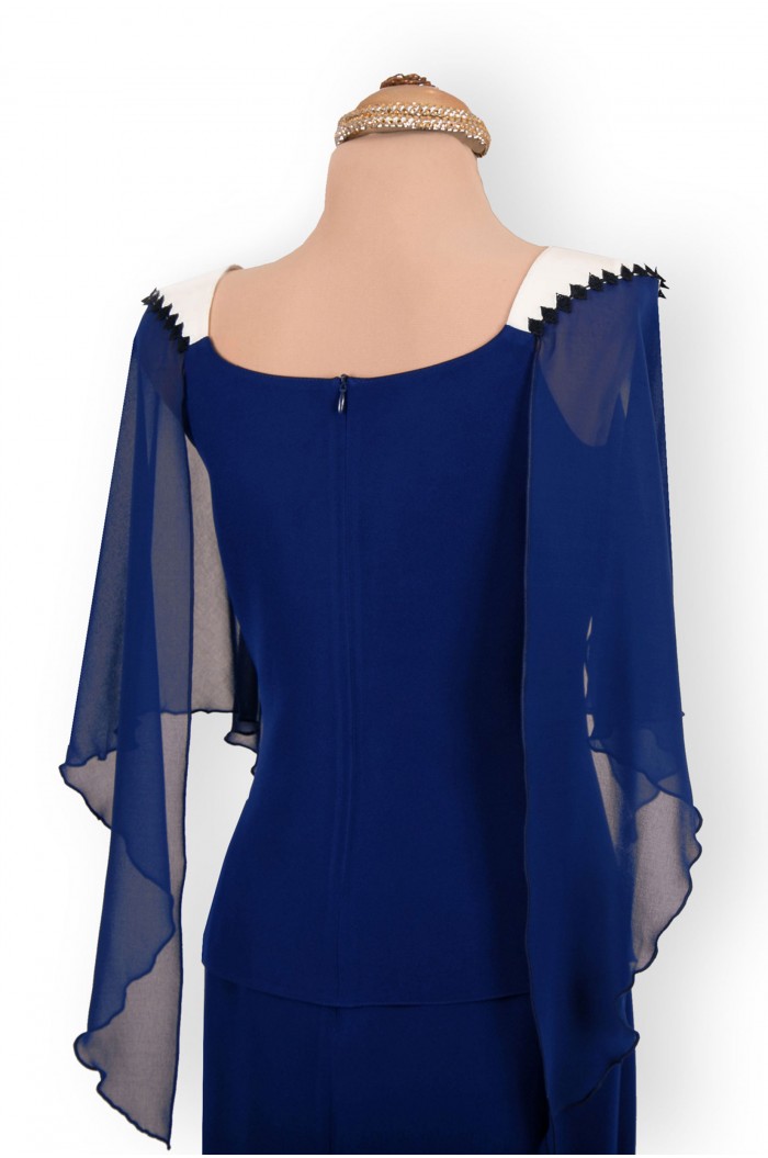 Rochie XXL de Ocazie Bleumarin cu Alb Lunga Marimi Mari