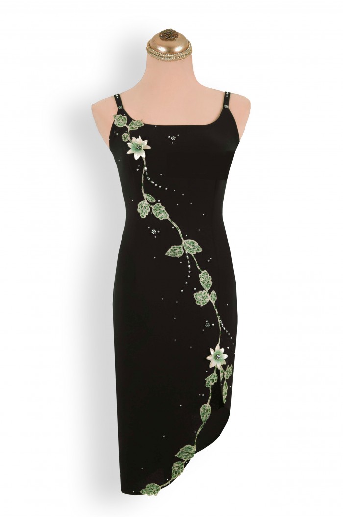 Rochie de Seara Neagra cu Verde cu Fusta Detasabila Marimi Mari XXL