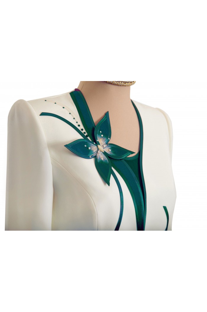Costum Elegant Dama Turcoaz cu Alb de Nunta Botez Marimi Mari XXL