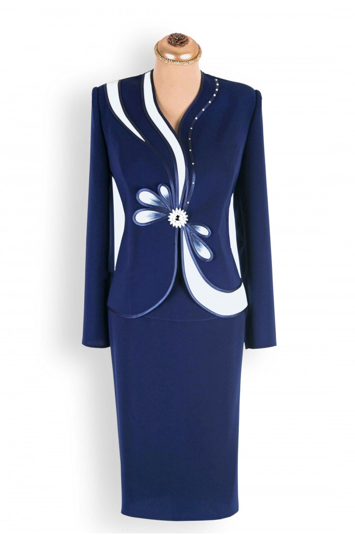 Costum Elegant Bleumarin de Dama pentru Seara Ocazie Nunta