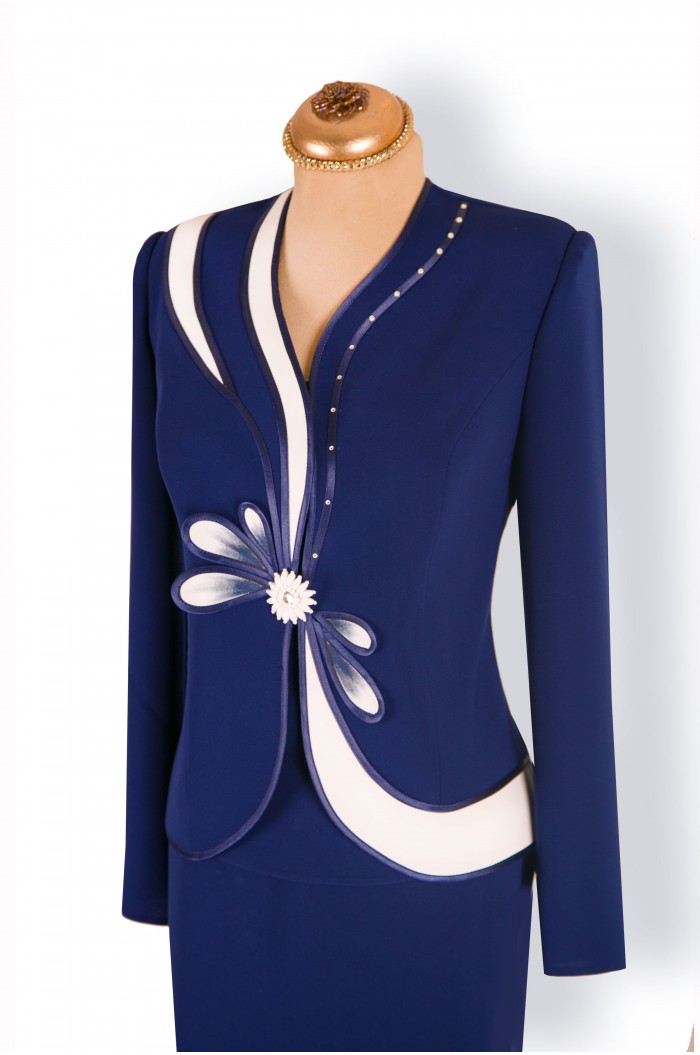 Costum Elegant Bleumarin de Dama pentru Seara Ocazie Nunta