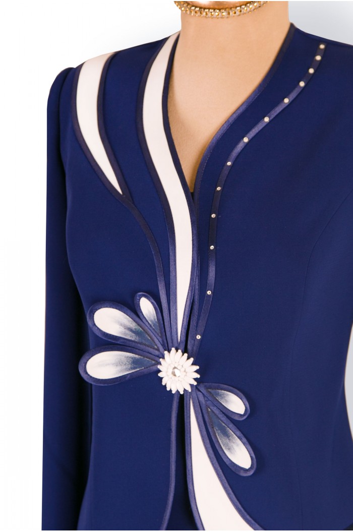 Costum Elegant Bleumarin de Dama pentru Seara Ocazie Nunta